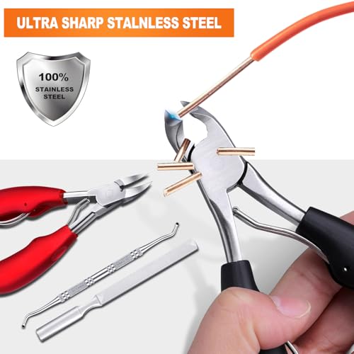 Toe Nail Clippers for Thick Nails for Seniors, Toenail Clippers, Black+red