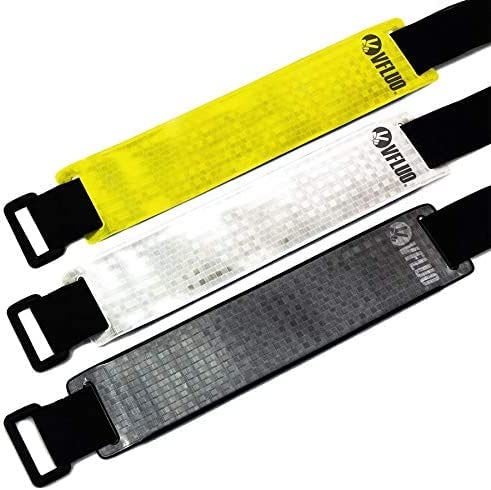 VFLUO - Reflective + reflective Adjustable & Elastic Motorcycle Armband for Motorcycle Jacket, Scooter, Bicycle, Pedestrian - High Visibility - Resistance & Support Fluo Yellow