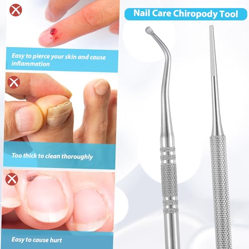 3 Pcs Pedicure Tools for Feet Ingrown Toenail File and Lifters Upgraded Professional Ingrown Toenail Treatment Double Head Nail Cleaning Tools Under Sidewall Cleaner Pain Relief Accessories