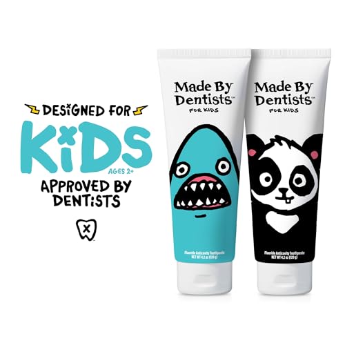 Made by Dentists Kids Fluoride Toothpaste 4-Pack - Anticavity Watermelon Children's Toothpaste, SLS-Free, Enamel Safe, Natural Flavors, Vegan & Cruelty-Free, Toddler & Kids Ages 2+, Shark
