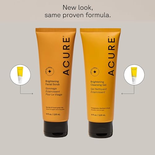 Acure Brightening Facial Scrub & Cleansing Gel Combo - 4 fl oz (2 Pack) 4 Fl Oz (Pack of 2) Scrub & Cleanser