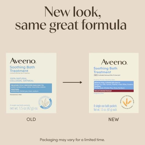 Aveeno Soothing Bath Treatment for Eczema, Colloidal Oatmeal, 8 ct 1.47 Ounce (Pack of 1)