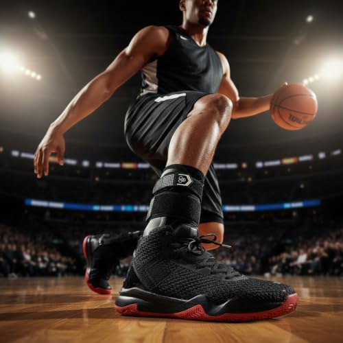 DonJoy Performance BIONIC Stirrup Ankle Brace, Maximum Medial/Lateral Ankle Support, Low-Profile Rigid Brace, Adjustable, Ankle Immobilization for Volleyball, Basketball, Football, Baseball, Lacrosse Right Foot Medium