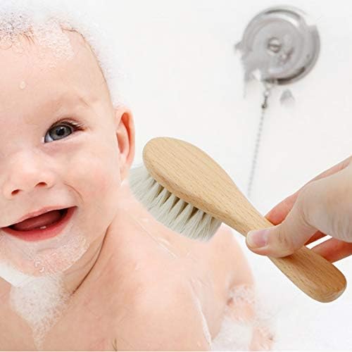 yarui Baby Brush & Comb Hair Brush Comb Newborn Infant Comb Goat Hair Natural Wood Handle Hair Brush Scalp Massage Baby Shower Gift Gift - BeesActive Australia