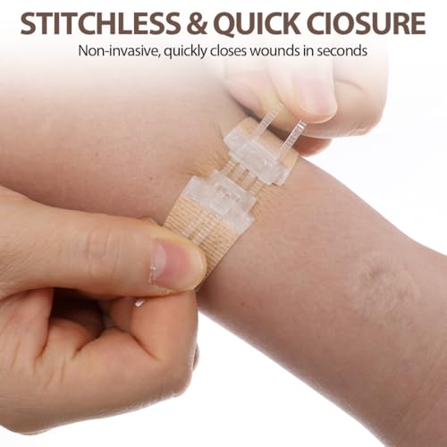 Wound Closure Strips 5Pcs Emergency Laceration Closures Butterfly Stitches Sutures Bandaids Zip Stitch Without Stitches for Hiking Camping Survival Outdoor 0.6in X 3.1in