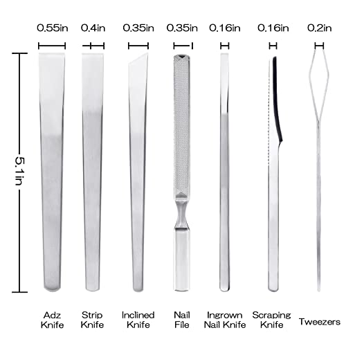 Pedicure Knife Set-7pack, Ingrown Toenail Knife Tools with Portable PU Storage Bag, Superior Steel Nail Knives Cuticle Remover, Professional Foot Repair Kit for Dead skin and Calluses