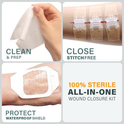 EVERLIT Compact Wound Closure Pack, Travel-Friendly Mini Wound Zipper Kit, Laceration Repair Wound Closure Strips 1-Pack