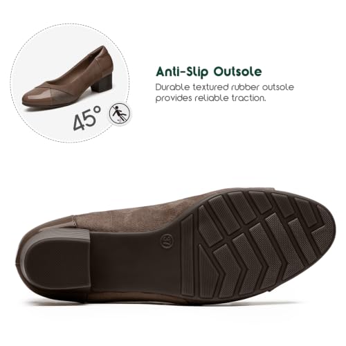 Orthopedic Dress Shoes for Women Low Heel Slip On Women's Pumps Comfortable Office Work Shoes 9 Brown