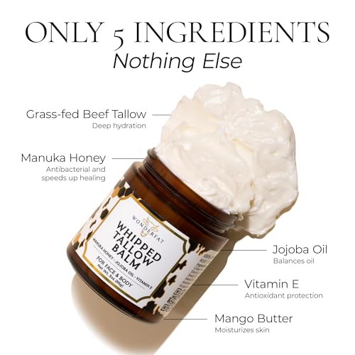 Fragrance Free Whipped Tallow Balm – Beef Tallow Face Cream 3oz Unscented