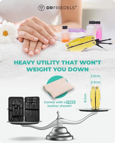 Manicure and Pedicure Kit - 9 in 1 Professional Manicure Set For Women & Men with Cuticle Trimmer, Cuticle Remover, Cuticle Pusher - Nail Techs & Nail Lovers’ Manicure Set Professional by DrFriedels Illuminating Yellow
