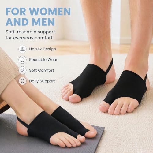 Bunion Corrector for Women & Men Big Toe with Anti-Slip Strap - 2 Pack Black