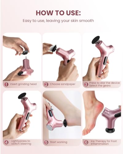 Electric Foot Callus Remover with Ice Compress, 50 Sanding Discs
