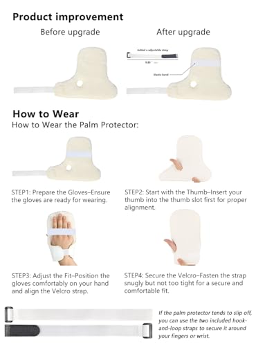 Anti-Slip Palm Protector for Left Right Hand, (2 Packs) Palm Guard to Prevent Contracture with Elastic Band, Physical Therapy Exercisers for Finger, Finger Contracture Cushion for Hand Skin Breakdown, for Elderly Care
