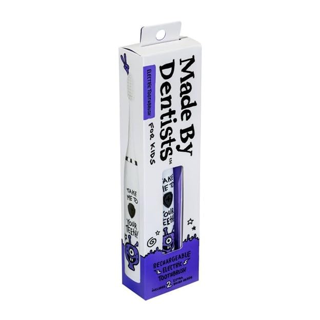 Made by Dentists Kids' Rechargeable Electric Toothbrush (with 2 Replacement Heads and Charger) - Alien Version