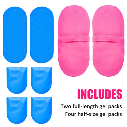 Reusable Cold Therapy Socks, Ice Pack for Feet Heels Injuries Swelling, Cold Pack Socks for Feet, Therapy Socks for Plantar Fasciitis, Neuropathy Chemotherapy, Pain Relief for Foot Ankle (Pink) Pink