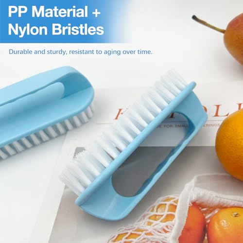 Large Perfect-Grip Hand & Nail Cleaning Brush with Four-Finger Handle, Blue Heavy-Duty Design (2 Pack)