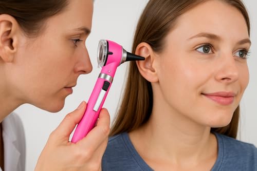 Fiber Optic MINI Otoscope Pink Color (Diagnostic Set) G.S Instruments