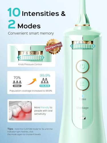 Water Dental Flosser Teeth Pick 10 Levels Smooth Control & Water Dental Flosser Tip Replacement Heads