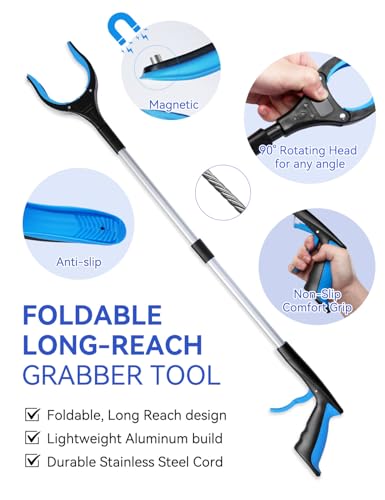 7PC Hip Kit, Hip Kit for Seniors, Surgery Recovery Items, Hip Replacement Kit After Surgery, Hip Replacement Recovery Kit with Grabber,Sock Aid,Leg Lifter,Dressing Stick,Shoehorn,Back Scratcher Gray