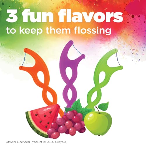 GUM Crayola Twistables Kids Floss Pick with Fluoride, 90 Count (4 Pack)