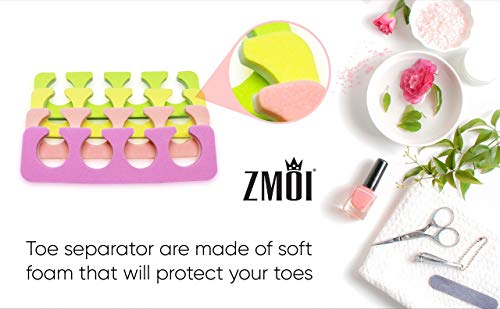 Pro Nail Buffer Block Luxurious Shine 2 Pack + 24 Pieces Toe Separators Set - Premium Pedicure Tool Kit