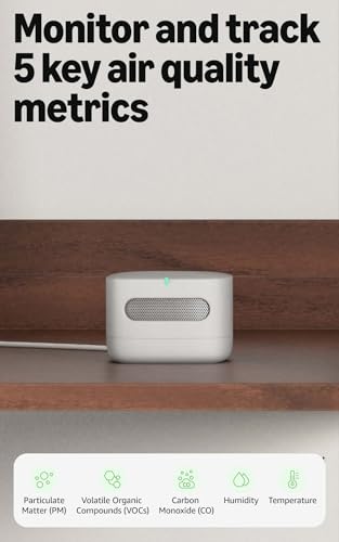 Amazon Smart Air Quality Monitor, Detects temperature, humidity, carbon monoxide, PM2.5 and VOCs, Get notifications when air quality drops, Works with Alexa 1-pack Smart Air Quality Monitor only