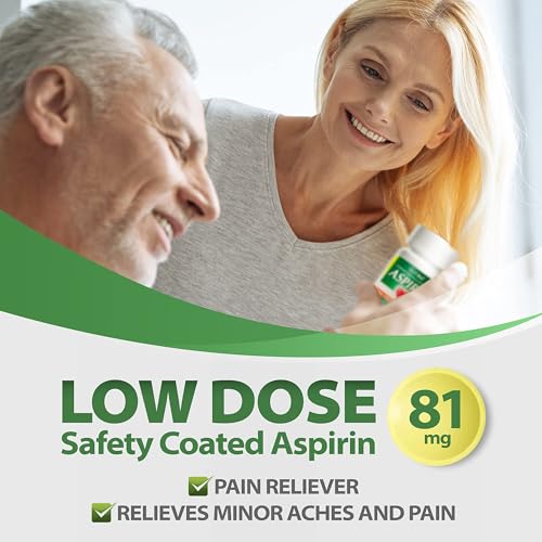 HealthA2Z® Aspirin 81mg Low Strength Enteric Coated, Pain & Fever, 300 Ct 300 Count