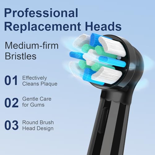 6 Pcs IO Toothbrush Heads with Medium Bristle Compatible with Oral B IO, Replacement Heads Compatible with Oral B IO 2/3/4/5/6/7/8/9/10/Deep Clean Series Electric Toothbrushes (Black) Black 6 Count (Pack of 1)