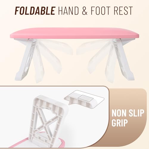 15.2 Inches Big Nail Arm Rest Hand Rest Stand, Nails Tech Must Have Supplies, Professional Foldable Soft Microfiber Leather Foot Hand Stand Cushion Pillow for Manicure Station, Black