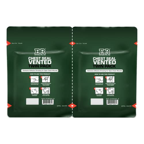 Ever Ready First Aid Vented Chest Seal with Quick Tear Twin Pack- 6.6” Square Occlusive Adhesive Dressing for Open Chest Wounds (Pack of 3) 3-Pack (2 Count)