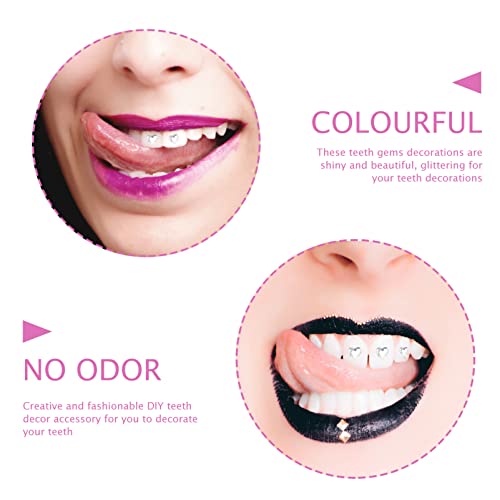 POPETPOP Heart-Shaped Teeth Gems 10Pcs Crystal Tooth Jewelry Removable DIY Teeth Decoration for Festive Occasions and Unique Smile Accessories