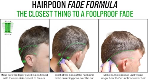 Fade Hairpoon Kit - Self-Haircut Taper Guard System with Vertical Stem Guide - DIY Barber Tool for Blending Sides and Top (#0-1 Green, Standard) #0-1 Green