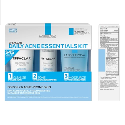 La Roche-Posay Effaclar Daily Acne Kit with Cleanser, Toner & Moisturizer