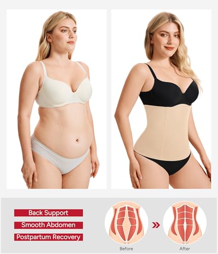 Nebility Women's Waist Trainer Tummy Control Waist Cincher Slim Body Shaper Large Beige Without Hook