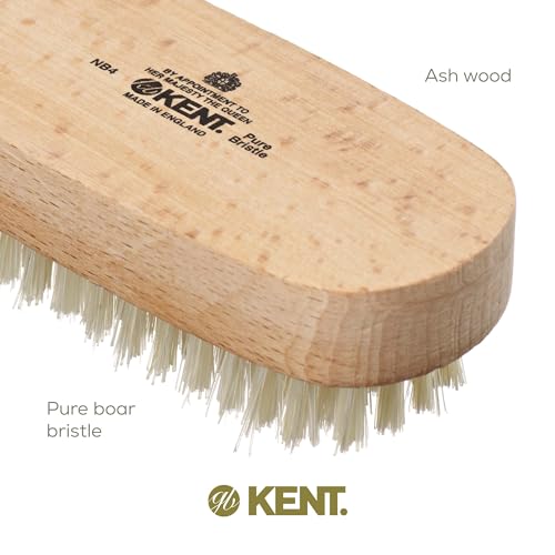 Kent NB4 Natural Bristle Fingernail Brush and Hand Scrub Brush for Nails. Beechwood Finger Nail Brush to Clean Nails and Nail Scrubber Brush for Hands, Feet, Fingernails, and Toenails. Made in England