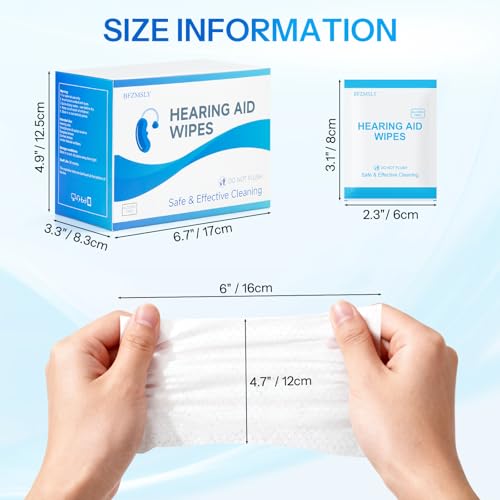 200 Count Hearing Aid Cleaning Wipes, Alcohol-Free Individually Wrapped 200