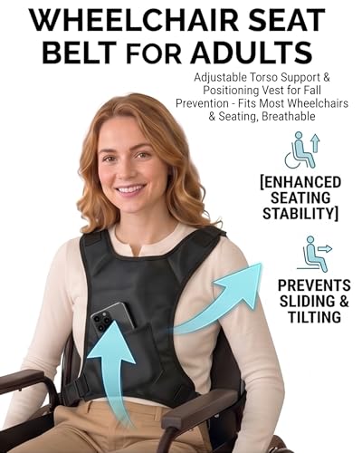 Wheelchair Seatbelt for Seniors Adults(Black, Slant Pocket) One Size Black