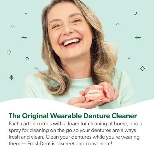 EverSmile FreshDent Denture and Partial Denture Cleaner + Teeth Whitening Spray and Foam– Travel Size Alternative to Cleaning Tablets That Eliminates Bacteria and Fights Bad Breath – 50ml + 10ml (2pk)