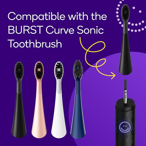 BURST Replacement Heads for Curve Sonic Electric Toothbrush (Black) Black