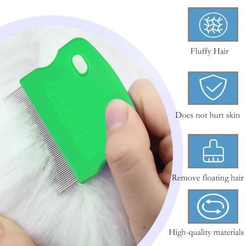 4 Pcs Lice Comb, Stainless Steel Tooth Comb, Lice Removal Combs (Green) Green