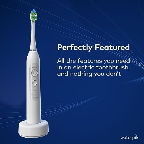 Waterpik Sensonic Sonic Electric Toothbrush, Rechargeable Toothbrush for Adults with 3 Modes, Travel Case, USB Charger, White STW-03W020, Packaging May Vary
