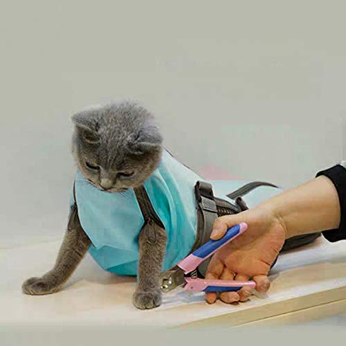Cinf Cat Nail Clipping Cleaning Grooming Restraint Bag No Scratching Biting for Bathing Nail Trimming Injecting Examining Medium Blue - BeesActive Australia