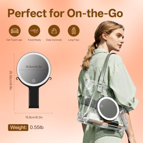 Travel Magnifying Makeup Mirror with Lights, Double Sided 40X/1X, 6inch 40x-black