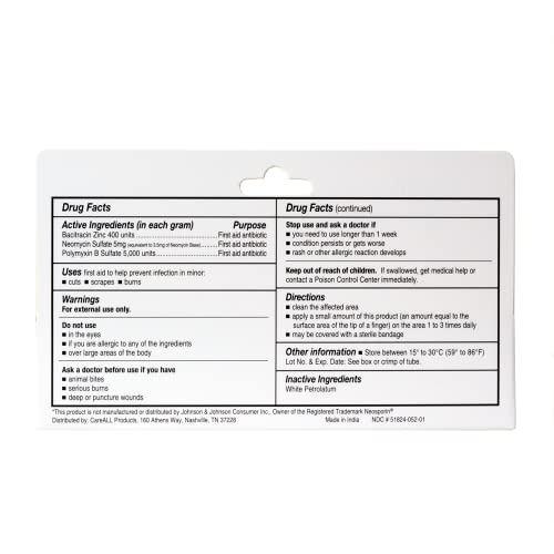 CareAll Triple Antibiotic Ointment 1.0 oz (4 Pack), First Aid Ointment for Minor Scrapes, Cuts, and Burns to Help Prevent Infection, Compare to the Active Ingredients of the Leading Brand 1 Ounce (Pack of 4)