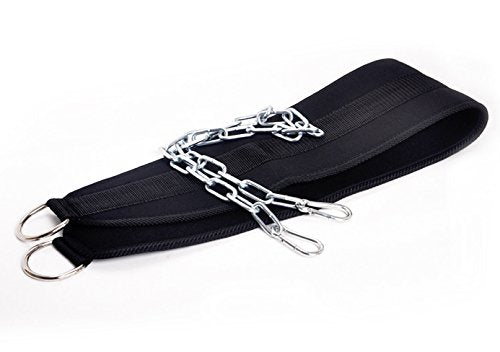 HemeraPhit Pull-up Belt Weighted Dip Belt with Chain Double D-ring Weightlifting Back Support Strap Home Gym Equipment Waist Belt - BeesActive Australia