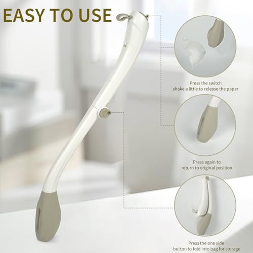 Electric Foldable Toilet Wiping Tool - 16.5 Inch Long Handle Self Wiping Wiper, Household Daily Sanitary Care Accessory for Seniors & People with Limited Bending Mobility