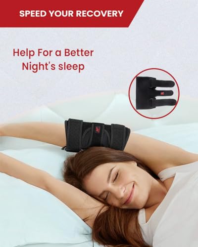 Hurmoya Elbow Brace for Night Sleep, Cubital Tunnel Syndrome & Ulnar Nerve Entrapment Night Splint with 2 Removable Metal Splints, Adjustable Elbow Immobilizer Compression Sleeve for Pain Relief, Men and Women