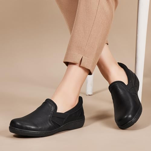 UZB Orthopedic Loafers for Women Slip on Shoes Comfortable Casual Dress Shoes with Memory Foam 8 Black