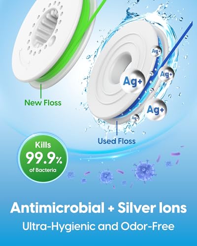 UpFlosser C1S Value Color Duo Bundle, 2 UpFlosser C1S + 3 Extra Unflavored Floss Capsules, Reusable Auto-Restringing Flosser for Quick & Deep Clean (Reef Green + Tide Cyan)