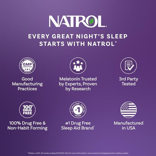 Natrol Melatonin 1 mg Tablets, Nighttime Sleep Aids for Adults, 180 Tablets